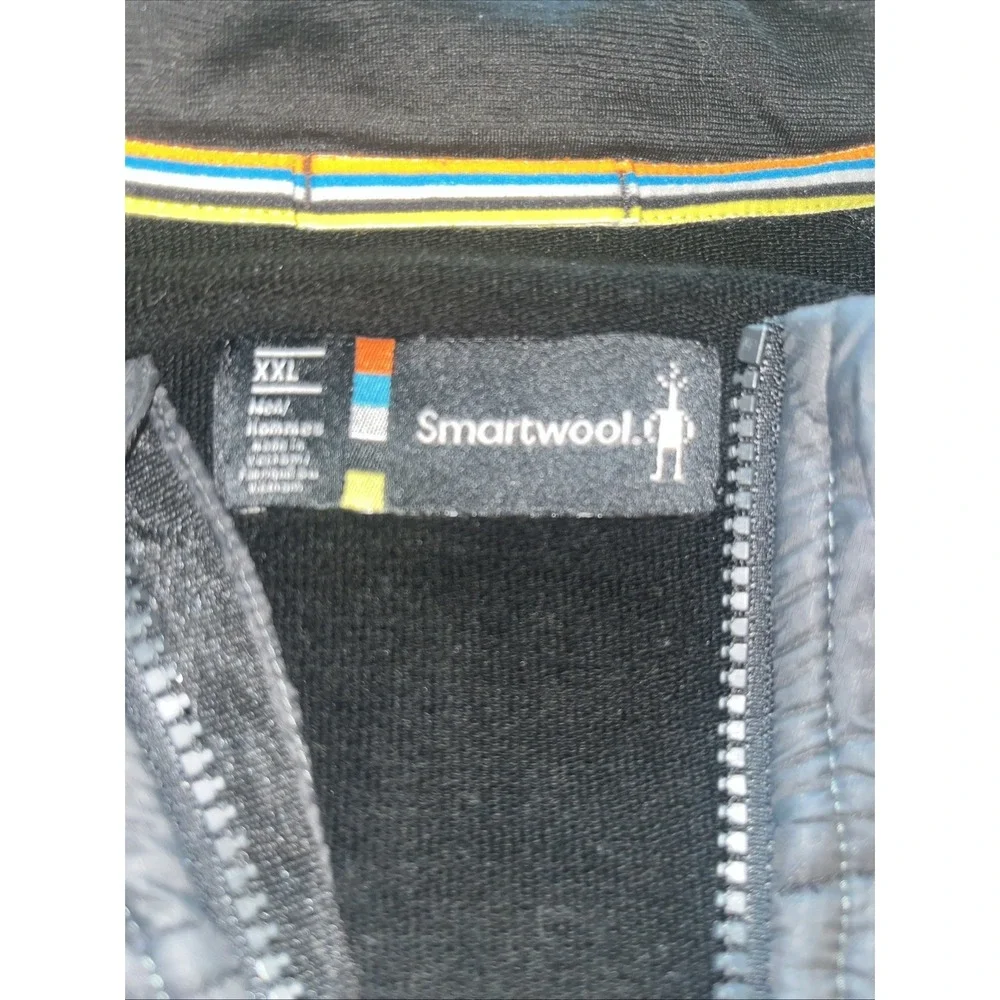 Smartwool Men's XXL Full Zip Quilted Wool Jacket Stand-Up Collar Black/Gray